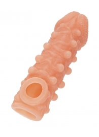 Телесная закрытая насадка с шариками Cock Sleeve Size L - 17,6 см. - KOKOS - в Орехово-Зуево купить с доставкой