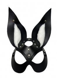 Черная маска зайки с белым мехом на ушках Miss Bunny - БДСМ Арсенал - купить с доставкой в Орехово-Зуево