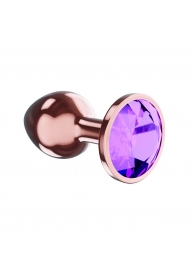 Пробка цвета розового золота с фиолетовым кристаллом Diamond Amethyst Shine L - 8,3 см. - Lola Games - купить с доставкой в Орехово-Зуево