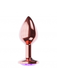 Пробка цвета розового золота с фиолетовым кристаллом Diamond Amethyst Shine L - 8,3 см. - Lola Games - купить с доставкой в Орехово-Зуево