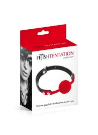 Красный кляп-шарик на черных ремешках - Fetish Tentation - купить с доставкой в Орехово-Зуево