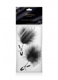 Зажимы на соски с черными пуховыми кисточками Sweet Caress Feather Nipple Clumps - Sweet Caress - купить с доставкой в Орехово-Зуево