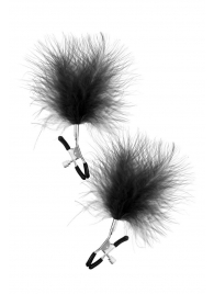 Зажимы на соски с черными пуховыми кисточками Sweet Caress Feather Nipple Clumps - Sweet Caress - купить с доставкой в Орехово-Зуево