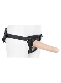 Пустотелый страпон Harness CLASSIC с бандажом - 19,5 см. - LOVETOY (А-Полимер) - купить с доставкой в Орехово-Зуево