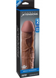 Коричневая насадка Mega 2  Extension - 20,3 см. - Pipedream - в Орехово-Зуево купить с доставкой