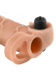 Телесная вибронасадка с кольцом Vibrating Real Feel 2 Extension - 16 см. - Pipedream - в Орехово-Зуево купить с доставкой
