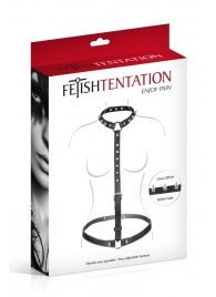 Черная упряжь на тело с шипами на ошейнике - Fetish Tentation - купить с доставкой в Орехово-Зуево