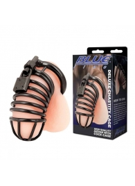 Черная металлическая клетка с замком Deluxe Chastity Cage - BlueLine - купить с доставкой в Орехово-Зуево