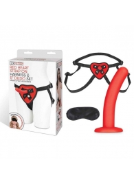 Красный поясной фаллоимитатор Red Heart Strap on Harness   5in Dildo Set - 12,25 см. - Lux Fetish - купить с доставкой в Орехово-Зуево
