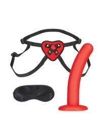 Красный поясной фаллоимитатор Red Heart Strap on Harness   5in Dildo Set - 12,25 см. - Lux Fetish - купить с доставкой в Орехово-Зуево