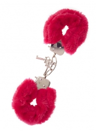 Металлические наручники с красной меховой опушкой METAL HANDCUFF WITH PLUSH RED - Dream Toys - купить с доставкой в Орехово-Зуево