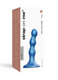 Голубая насадка Strap-On-Me Dildo Plug Balls size S - Strap-on-me - купить с доставкой в Орехово-Зуево