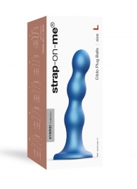 Голубая насадка Strap-On-Me Dildo Plug Balls size L - Strap-on-me - купить с доставкой в Орехово-Зуево