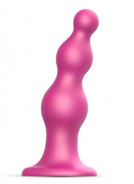 Розовая насадка Strap-On-Me Dildo Plug Beads size S - Strap-on-me - купить с доставкой в Орехово-Зуево