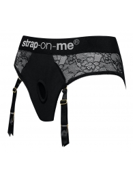 Черные трусики для насадок Diva Lingerie Harness - size S - Strap-on-me - купить с доставкой в Орехово-Зуево