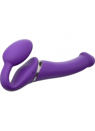 Фиолетовый безремневой вибрострапон Vibrating Bendable Strap-On - size L - Strap-on-me - купить с доставкой в Орехово-Зуево