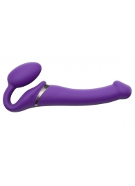 Фиолетовый безремневой вибрострапон Vibrating Bendable Strap-On - size L - Strap-on-me - купить с доставкой в Орехово-Зуево