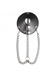 Утяжка для мошонки из искусственной кожи с цепочками PARACHUTE BALL STRETCHER - BlueLine - купить с доставкой в Орехово-Зуево