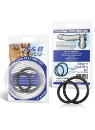 Набор из двух черных силиконовых колец разного диаметра SILICONE COCK RING SET - BlueLine - в Орехово-Зуево купить с доставкой