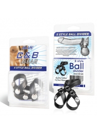 Разделитель мошонки из искусственной кожи на клепках 8 STYLE BALL DIVIDER - BlueLine - купить с доставкой в Орехово-Зуево