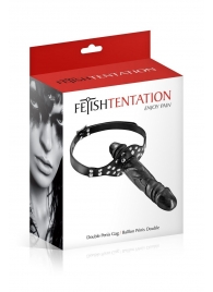 Черный кляп-фаллоимитатор Double Penis Gag - Fetish Tentation - купить с доставкой в Орехово-Зуево