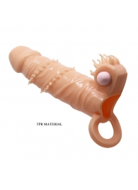 Телесная удлиняющая вибронасадка Penis Sleeve Connor - 17 см. - Baile - в Орехово-Зуево купить с доставкой