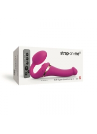 Ярко-розовый безремневой страпон Multi Orgasm Size S с клиторальной стимуляцией - Strap-on-me - купить с доставкой в Орехово-Зуево