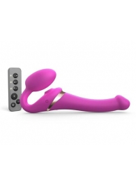 Ярко-розовый безремневой страпон Multi Orgasm Size S с клиторальной стимуляцией - Strap-on-me - купить с доставкой в Орехово-Зуево