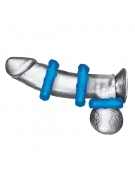 Комплект из трех голубых эрекционных колец 3-Pack Ribbed Rider Cock Ring Set - BlueLine - в Орехово-Зуево купить с доставкой