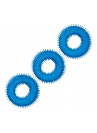 Комплект из трех голубых колец для эрекции 3-Pack Ultra-Stim Stretch Cock Rings - BlueLine - в Орехово-Зуево купить с доставкой