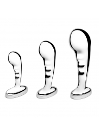 Набор из 3 стальных стимуляторов простаты Stainless Steel P-spot Training Set - b-Vibe - в Орехово-Зуево купить с доставкой