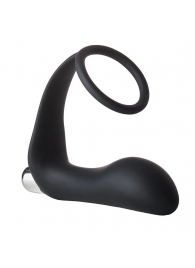 Черное эрекционное кольцо с вибропробкой Vibrating Anal Plug With Cockring - Dream Toys - в Орехово-Зуево купить с доставкой