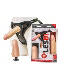 Телесный страпон Harness LESBI с вагинальной пробкой - 16,5 см. - LOVETOY (А-Полимер) - купить с доставкой в Орехово-Зуево