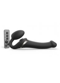 Черный безремневой страпон Multi Orgasm Size M с клиторальной стимуляцией - Strap-on-me - купить с доставкой в Орехово-Зуево
