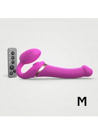 Ярко-розовый безремневой страпон Multi Orgasm Size M с клиторальной стимуляцией - Strap-on-me - купить с доставкой в Орехово-Зуево