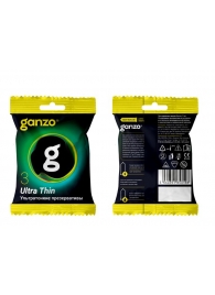 Ультратонкие презервативы Ganzo Ultra thin в мягкой упаковке - 3 шт. - Ganzo - купить с доставкой в Орехово-Зуево