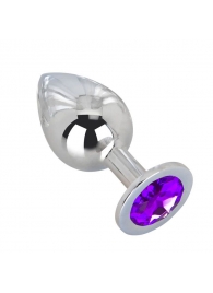 Большой плаг из стали с фиолетовым кристаллом Violet Dream - 9,5 см. - Erotic Fantasy - купить с доставкой в Орехово-Зуево