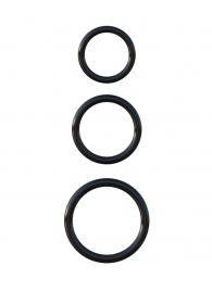 Набор из трех черных эрекционных колец Silicone 3-Ring Stamina Set - Pipedream - в Орехово-Зуево купить с доставкой