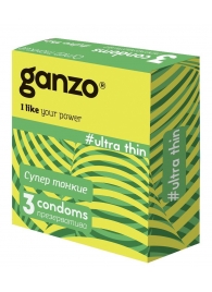 Ультратонкие презервативы Ganzo Ultra thin - 3 шт. - Ganzo - купить с доставкой в Орехово-Зуево
