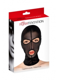 Черная сетчатая маска на голову с отверстиями для глаз и рта - Fetish Tentation - купить с доставкой в Орехово-Зуево