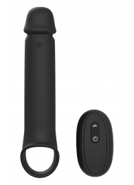 Черная насадка-удлинитель с вибрацией Vibrating Extender With Remote - Dream Toys - в Орехово-Зуево купить с доставкой
