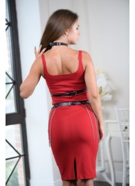 Черно-серебристая портупея-юбка plus size с цепочками - БДСМ Арсенал - купить с доставкой в Орехово-Зуево