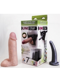 Страпон-унисекс с двумя насадками UNI strap 7  Harness - 19 и 16 см. - LOVETOY (А-Полимер) - купить с доставкой в Орехово-Зуево