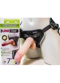 Страпон-унисекс с двумя насадками UNI strap 7  Harness - 19 и 16 см. - LOVETOY (А-Полимер) - купить с доставкой в Орехово-Зуево