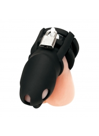 Черная клетка для пениса Silicone Small 2 in Cock Cage With Ball Divider - BlueLine - купить с доставкой в Орехово-Зуево