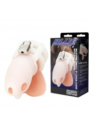 Белая клетка для пениса Silicone Small 2 in Cock Cage With Ball Divider - BlueLine - купить с доставкой в Орехово-Зуево