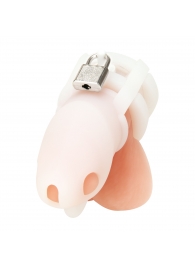 Белая клетка для пениса Silicone Small 2 in Cock Cage With Ball Divider - BlueLine - купить с доставкой в Орехово-Зуево