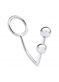Кольцо на пенис с анальным стимулятором Two Bead Stainless Steel Anal Hook   Cock Ring - BlueLine - в Орехово-Зуево купить с доставкой