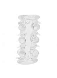 Прозрачная насадка на пенис с шипами и бугорками JELLY JOY LUST CLUSTER CLEAR - Dream Toys - в Орехово-Зуево купить с доставкой