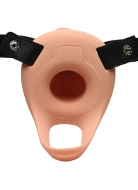 Телесный полый страпон 2  Erection 28X Smooth Vibrating Silicone Penis Sheath - 16 см. - XR Brands - купить с доставкой в Орехово-Зуево